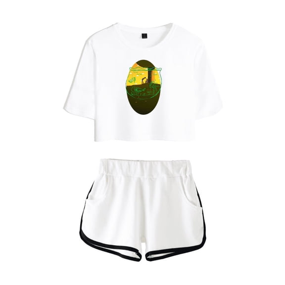 Alien Stage Crop Tops Shorts Fish Tank Printed Music Short Sleeves Top Women T Shirts