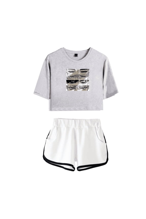 Alien Stage Merch Crop Top Cute Eyes Poster T-Shirt Shorts ALNST Short Sleeve Suit Girls Tees