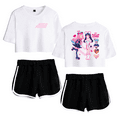 thumbnail image 1 of Alien Stage Merch Crop Top T-Shirt Shorts Suit ALNST Pink Heart Logo Mizi Sua Short Sleeve For Women Girls Top Tees, 1 of 2