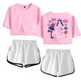 thumbnail image 1 of Alien Stage Merch Crop Top T-Shirt Shorts Suit ALNST Pink Heart Logo Mizi Sua Short Sleeve For Women Girls Top Tees, 1 of 2