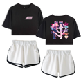 thumbnail image 1 of Alien Stage Merch Crop Top T-Shirt Shorts Suit ALNST Pink Heart Logo Mizi Sua Short Sleeve For Women Girls Top Tees, 1 of 2