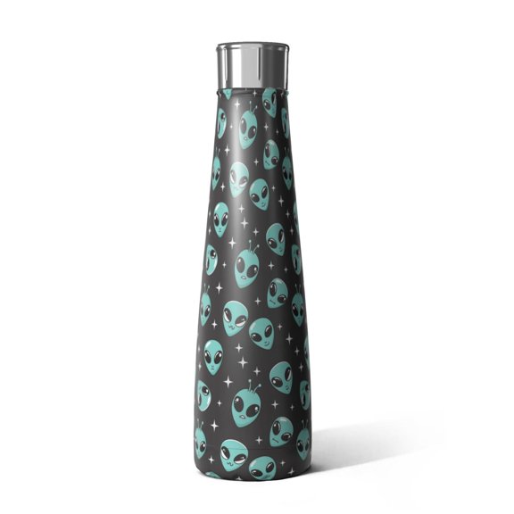Alien and Star Black Pattern Cola Shaped Water Bottle 1 Pack, Vacuum Insulated Double Wall Drink Bottle Sweat Free Exterior Gifts Ideas for Home Office Outdoor Sports Car