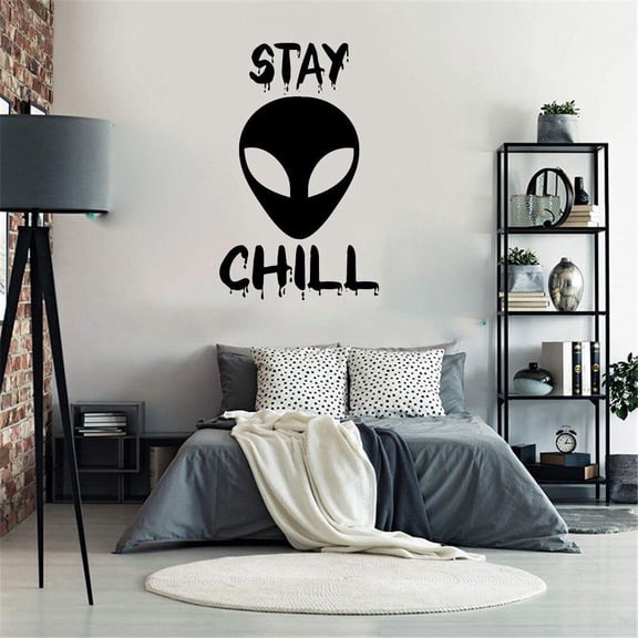 Alien Stay Chill Design Outer Space Decal Sticker Wall Vinyl Art Home Room Decor 43x68cm