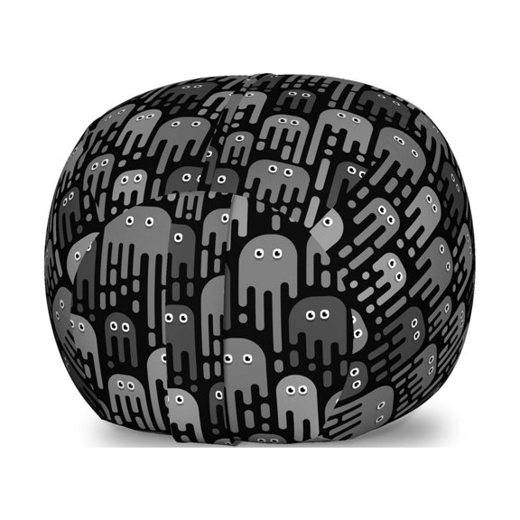 Alien Storage Toy Bag Chair, Funny Monster Mutant Science in a Spooky Theme of Microorganisms Print, Stuffed Animal Organizer Washable Bag, Large Size, Grey and Charcoal Grey, by Ambesonne