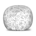 thumbnail image 1 of Alien Storage Toy Bag Chair, Space with Astronaut Rockets Extra Terrestrial Beings Monochrome Cartoon Style Image, Stuffed Animal Organizer Washable Bag, Small Size, Black White, by Ambesonne, 1 of 3