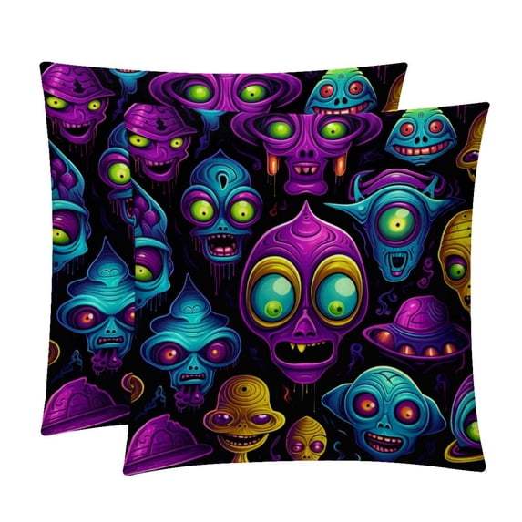 Alien Stylish Velvet Throw Pillow Covers Inserts Set of 2 for Bed & Chair - Unique Patterns, 16x16, 18x18, & 20x20 Inches for Any Occasion!
