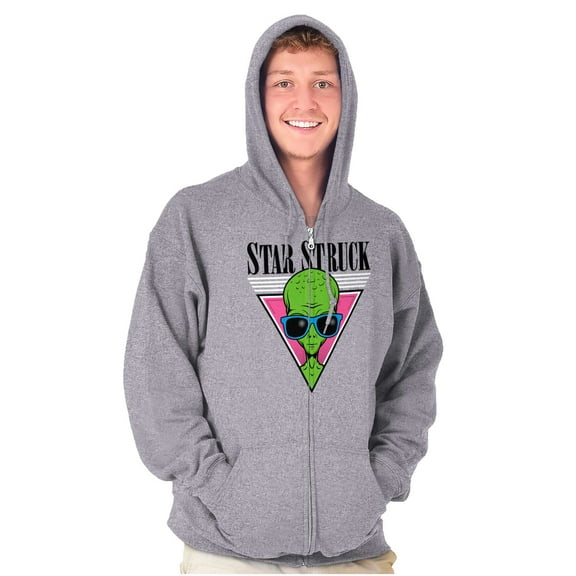 Alien Sunglasses Cool Funny UFOs Zip Up Hoodie Men's Women's Brisco Brands S
