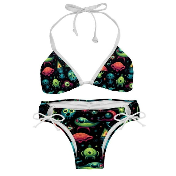 Alien Swim Suit Bikini Set with Detachable Sponge & Adjustable Strap, Two-Pack - Ideal for Beach & Pool Parties!