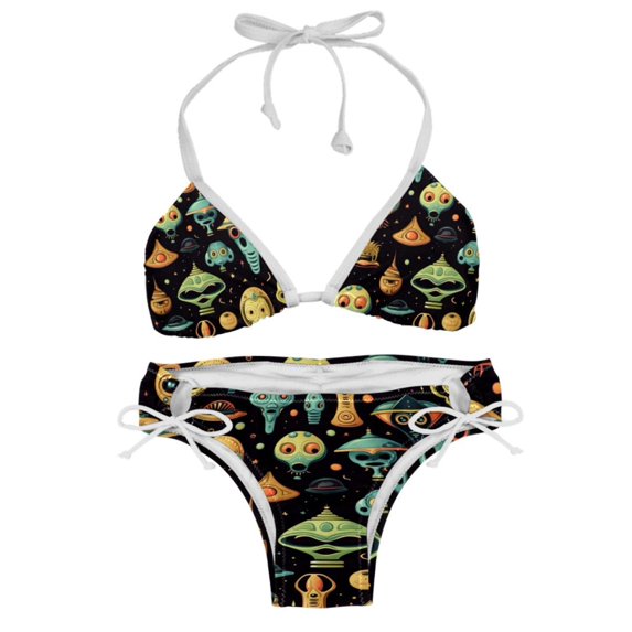 Alien Swim Suit Bikini Set with Detachable Sponge & Adjustable Strap, Two-Pack - Ideal for Beach & Pool Parties!