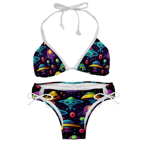 Alien Swimsuit Women Bikini Set with Detachable Sponge & Adjustable Strap, Two-Pack Ideal for Beach & Pool Parties