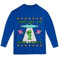 thumbnail image 1 of Alien Take Me to Your Leader Ugly Christmas Sweater Youth Long Sleeve T Shirt Royal YXL, 1 of 1