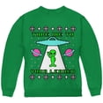 thumbnail image 1 of Alien Take Me to Your Leader Ugly Christmas Sweater Youth Sweatshirt Green YXL, 1 of 1