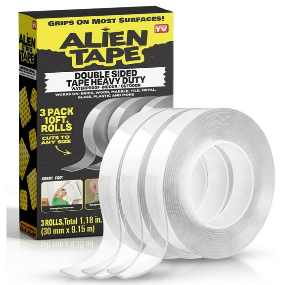 Alien Tape Double Sided Mounting Tape 3 Rolls Heavy Duty Nano Two Sided Clear 1.18 in x 10 ft