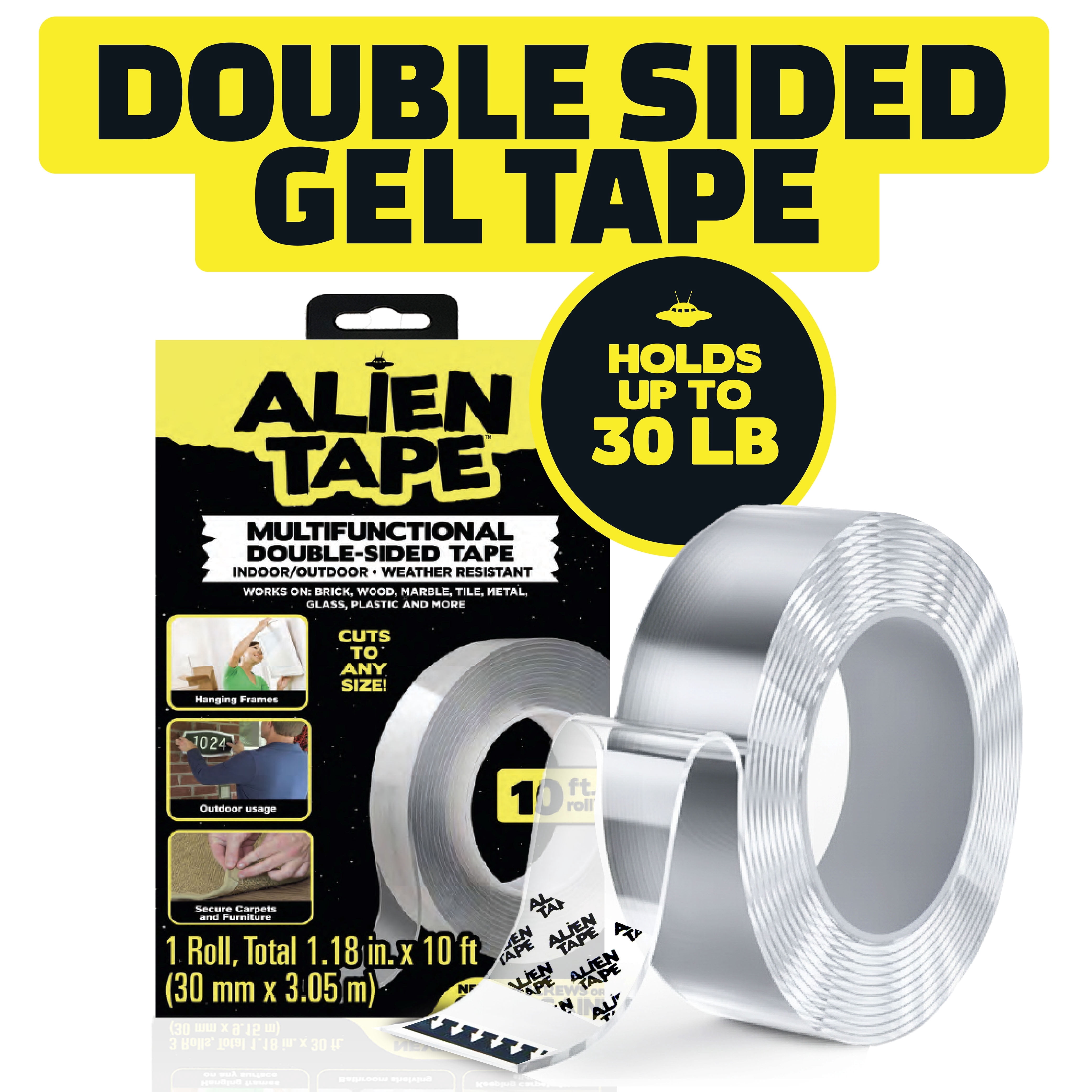 Alien Tape Nano Double Sided Heavy Duty Wall Mounting Tape, Removable ...