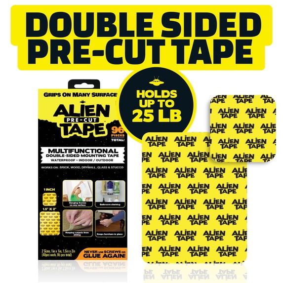 Alien Tape Pre-Cut Double Sided Mounting Tape 96 Piece Heavy Duty Nano Two Sided Adhesive Strips For Carpet Rugs Frames