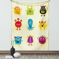 thumbnail image 1 of Alien Tapestry, Colorful Monsters Extraterrestrial Beings Illustration Childish Cartoon Art, Wall Hanging for Bedroom Living Room Dorm Decor, 40W X 60L Inches, Cream and Multicolor, by Ambesonne, 1 of 5