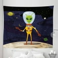 thumbnail image 1 of Alien Tapestry, Ufo Cartoon of Funny Creature in Spacesuit Standing on the Moon and Space Backdrop, Fabric Wall Hanging Decor for Bedroom Living Room Dorm, 5 Sizes, Multicolor, by Ambesonne, 1 of 1