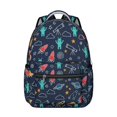thumbnail image 1 of Alien Telescope Deep Blue Pattern Backpack for School, Cute School Bag with Adjustable Shoulder Straps and Padded Back, 15.3"x11"x7.1", 1 of 5