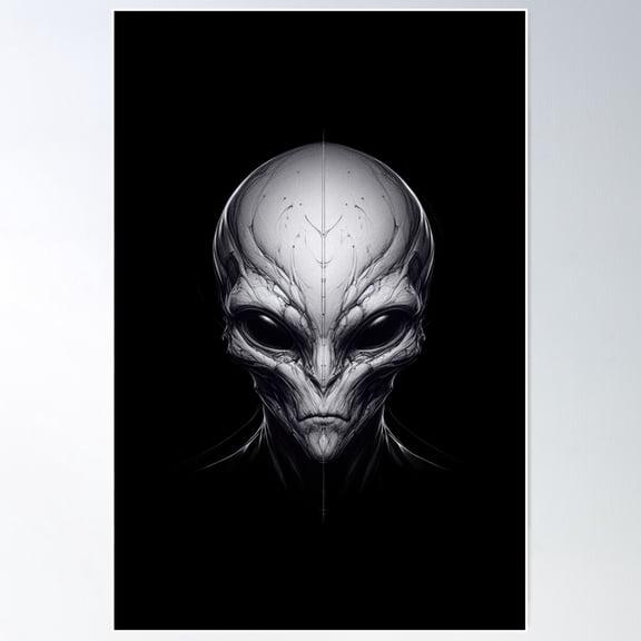 Alien - The Grey Man 3 (Transparent Background) Poster Wall Art, Modern Wall Decor For Living Room Bedroom, 12x18 UNFRAMED