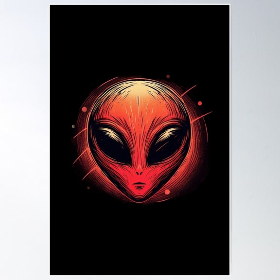 Alien - The Red Man 3 (Transparent Background) Poster Wall Art, Modern Wall Decor For Living Room Bedroom, 12x18 UNFRAMED