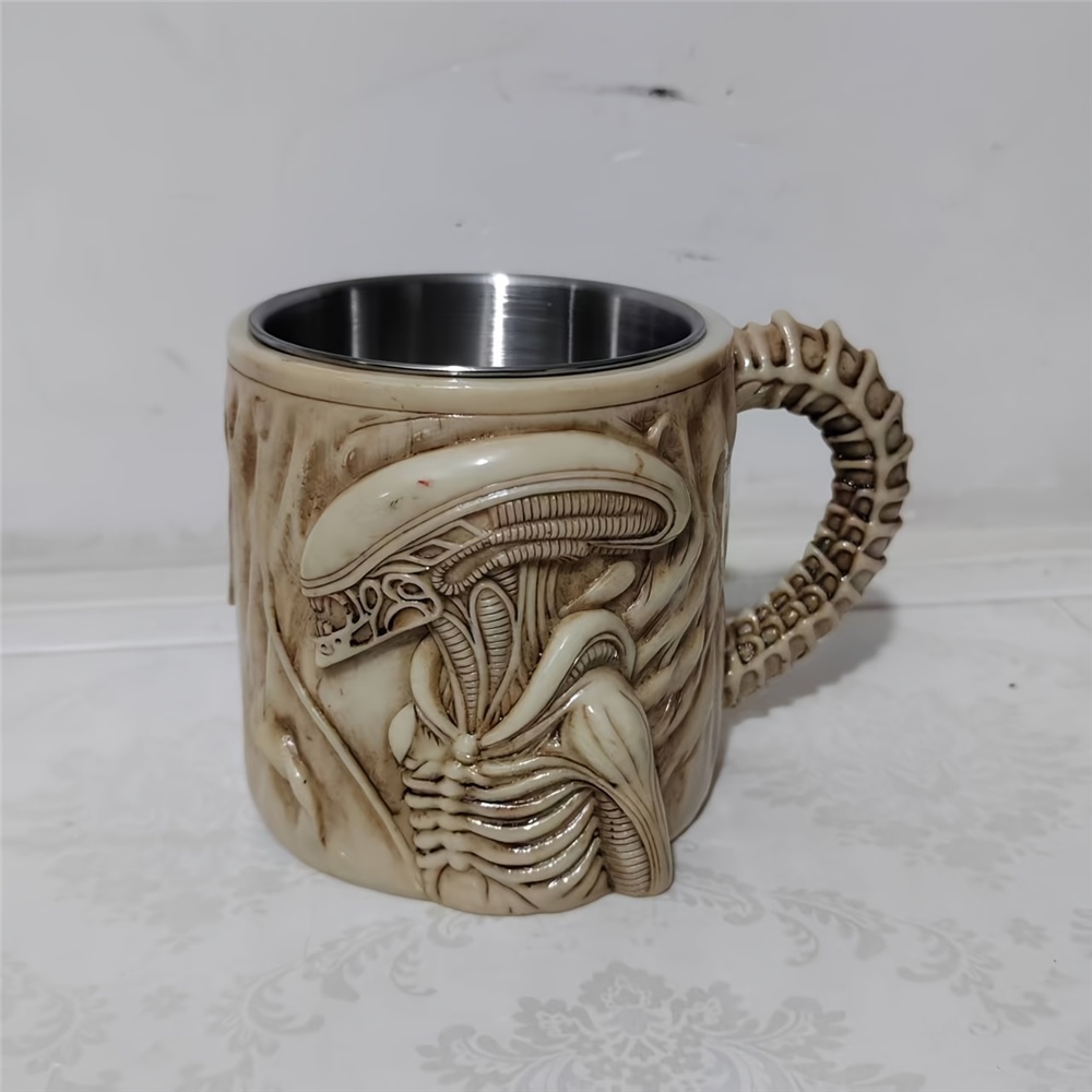 Alien-Themed Stainless Steel Tumbler, Skull & Skeletal Design, Reusable ...