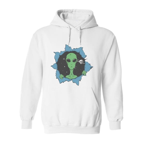 Alien Through Hole Design Hoodie Men -Image by Shutterstock, Male Large