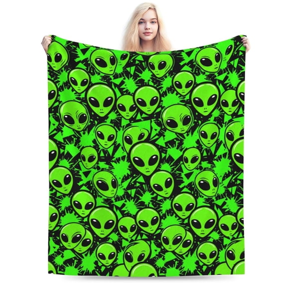 Alien Throw Blanket, Soft Warm Cozy Blanket for Bed Sofa, Unique Fantasy Design Blanket Gift for Alien Lovers, Holiday Gift 50x40
