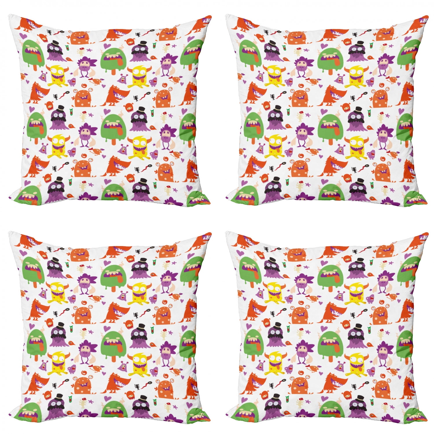 Ambesonne Alien Throw Pillow Cover 4 Pack, Monsters Animal Funny ...
