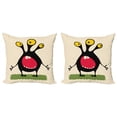 thumbnail image 1 of Ambesonne Alien Throw Pillow Cover 2 Pack, Funny Monster with 3 Eyes, 20", Champagne Multicolor, 1 of 2