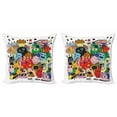 thumbnail image 1 of Alien Throw Pillow Cushion Cover Pack of 2, Colorful and Whimsical Monstrous Creatures in Doodle Humorous Childish Characters, Zippered Double-Side Digital Print, 4 Sizes, Multicolor, by Ambesonne, 1 of 2