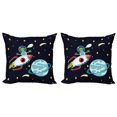 thumbnail image 1 of Ambesonne Alien Throw Pillow Cover 2 Pack, Extraterrestrial Being Hello, 18", Multicolor, 1 of 2