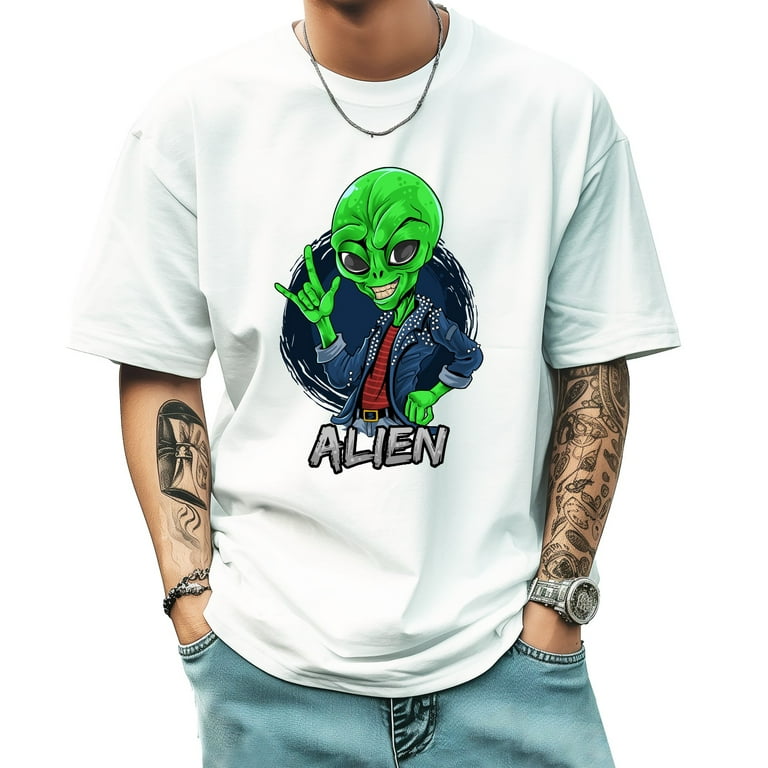 Alien Trendy T Shirt for Man Oversized Short Sleeves Shirt Tops Crew Neck Shirt 3XL