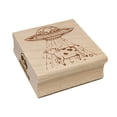 thumbnail image 1 of Alien UFO Abducting a Cow Square Rubber Stamp Stamping Scrapbooking Crafting - Large 2.75in, 1 of 7