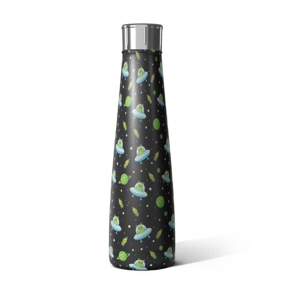 Alien UFO Black Pattern Cola Shaped Water Bottle 1 Pack, Vacuum Insulated Reusable Insulated Flask Durable Gifts Ideas for Birthday Holiday Party