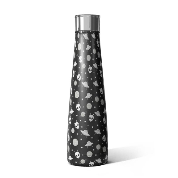 Alien and UFO Black Pattern Cola Shaped Water Bottle 1 Pack, Vacuum Insulated Slim Beverage Bottle 360° Seamless Print Gifts Ideas for Home Office Outdoor Sports Car
