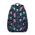 thumbnail image 1 of Alien UFO Deep Blue Pattern Backpack for School, Cute School Bag with Adjustable Shoulder Straps and Padded Back, 15.3"x11"x7.1", 1 of 5
