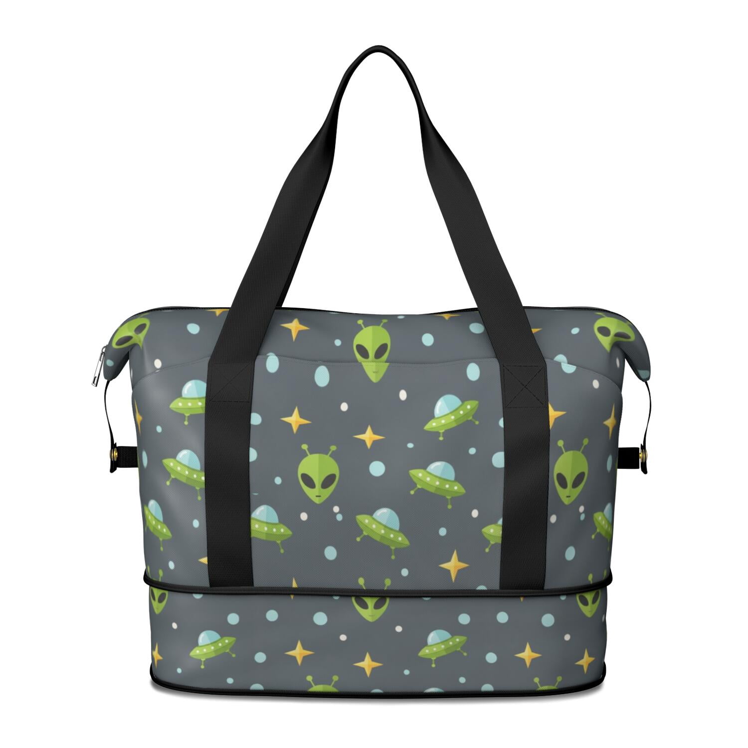 Alien UFO Medium Gray Pattern Expandable Travel Tote Bag, Overnight ...