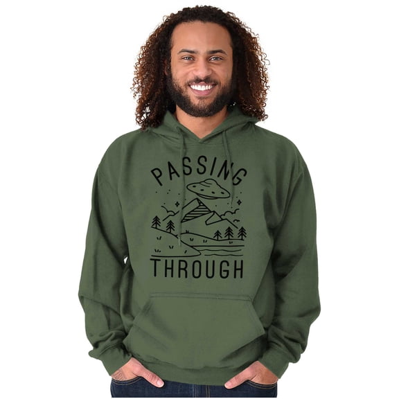 Alien UFO Passing Through Cute Funny Hoodie Sweatshirt Women Men Brisco Brands X