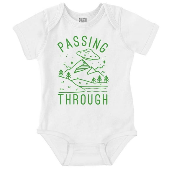 Alien UFO Passing Through Cute Funny Romper Boys or Girls Infant Baby Brisco Brands 18M