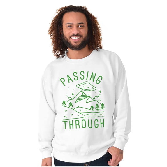 Alien UFO Passing Through Cute Funny Sweatshirt for Men or Women Brisco Brands L