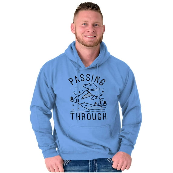 Alien UFO Passing Through Cute Funny Unisex Plus Fleece Graphic Hoodie Brisco Brands 2X