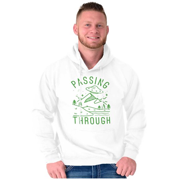 Alien UFO Passing Through Cute Funny Unisex Plus Fleece Graphic Hoodie Brisco Brands 2X