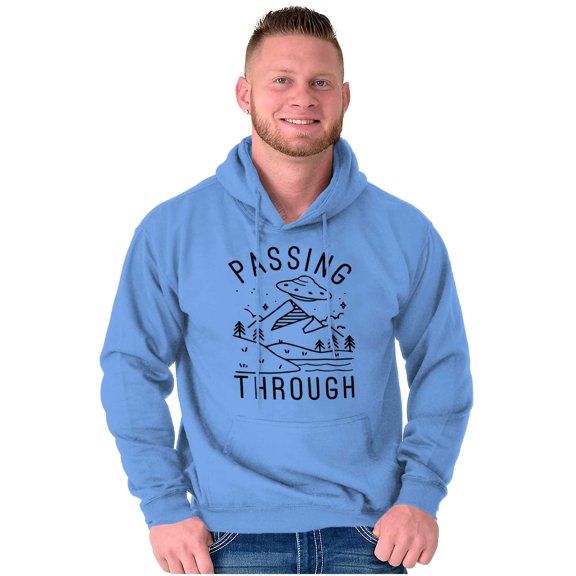 Alien UFO Passing Through Cute Funny Unisex Plus Fleece Graphic Hoodie Brisco Brands 5X