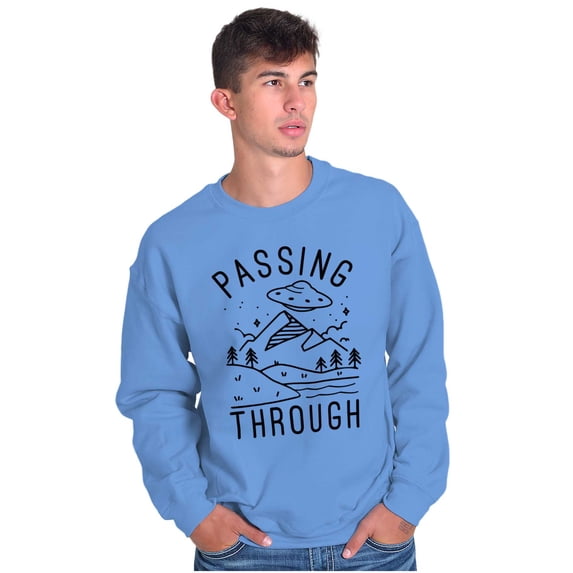 Alien UFO Passing Through Cute Funny Unisex Plus Fleece Graphic Sweatshirt Brisco Brands 3X