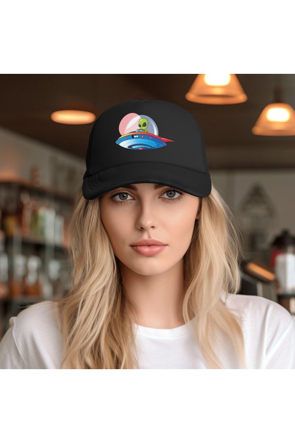 Alien UFO Pattern Baseball Cap Trucker Hat for Women Men