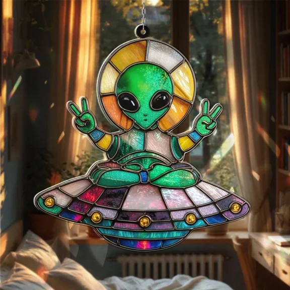Alien UFO Sci-Fi Acrylic Suncatcher Window Hanging Gift