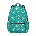 thumbnail image 1 of Alien UFO Teal Pattern Backpack for School, Cute School Bag with Adjustable Shoulder Straps and Padded Back, 15.3"x11"x7.1", 1 of 5