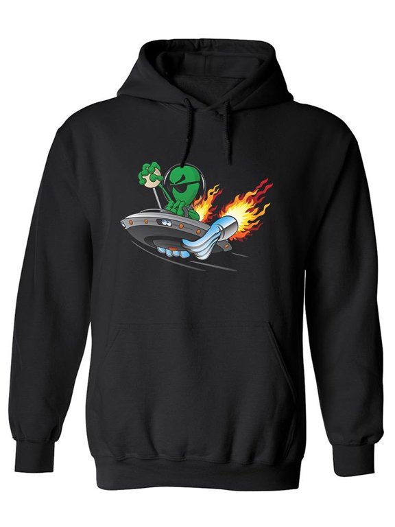 Alien Ufo Hot Rod Hoodie Men -Image by Shutterstock, Male Large