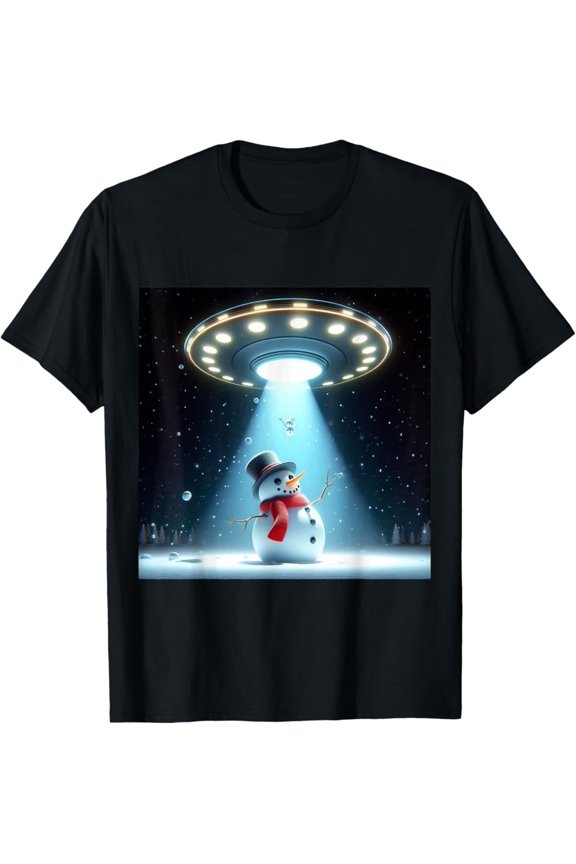 Alien Ufo Men Women Boys Girls Teens Christmas Snowman T-Shirt