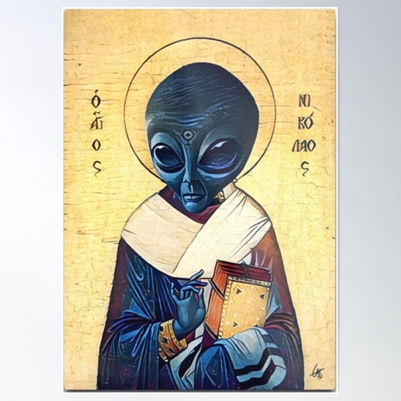 Alien Ufo Poster Wall Art, Modern Wall Decor For Living Room Bedroom, 12x18 UNFRAMED